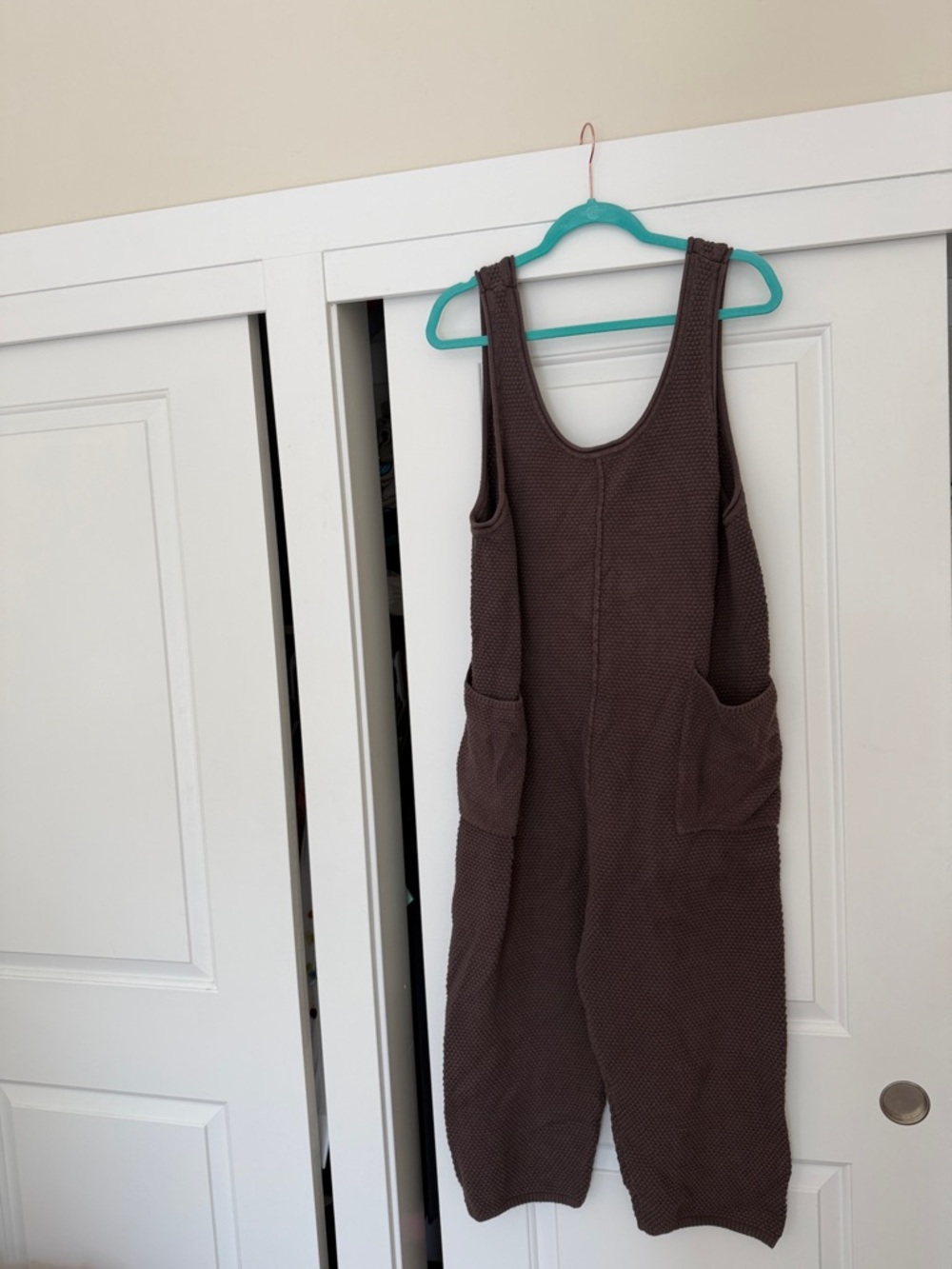 Free People Beach Textured Sleeveless Brown Jumpsuit with Pockets